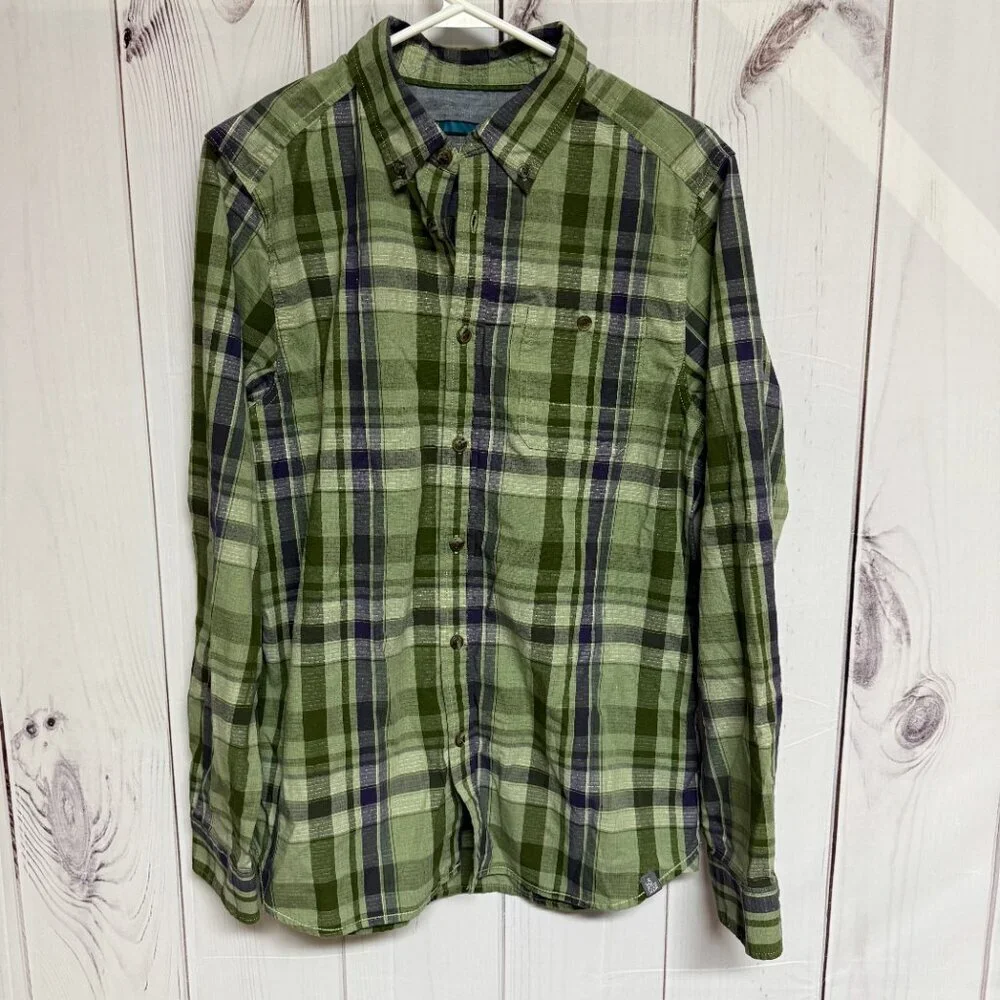 The North Face Buttonwood Shirt Men’s M‎ Green Purple Plaid EUC